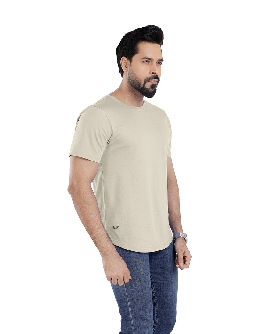 Men’s Short Sleeve Drop Cut Crew Neck T-Shirt - Beige