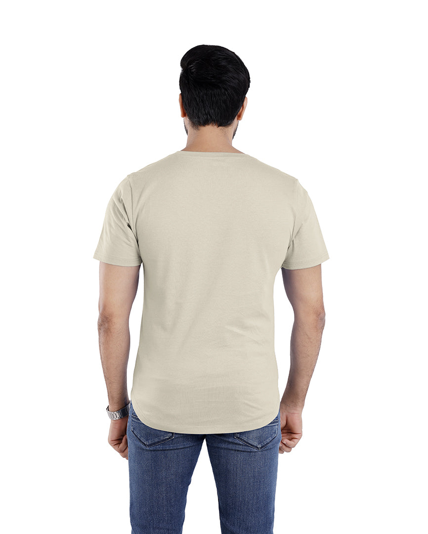 Men’s Short Sleeve Drop Cut Crew Neck T-Shirt - Beige