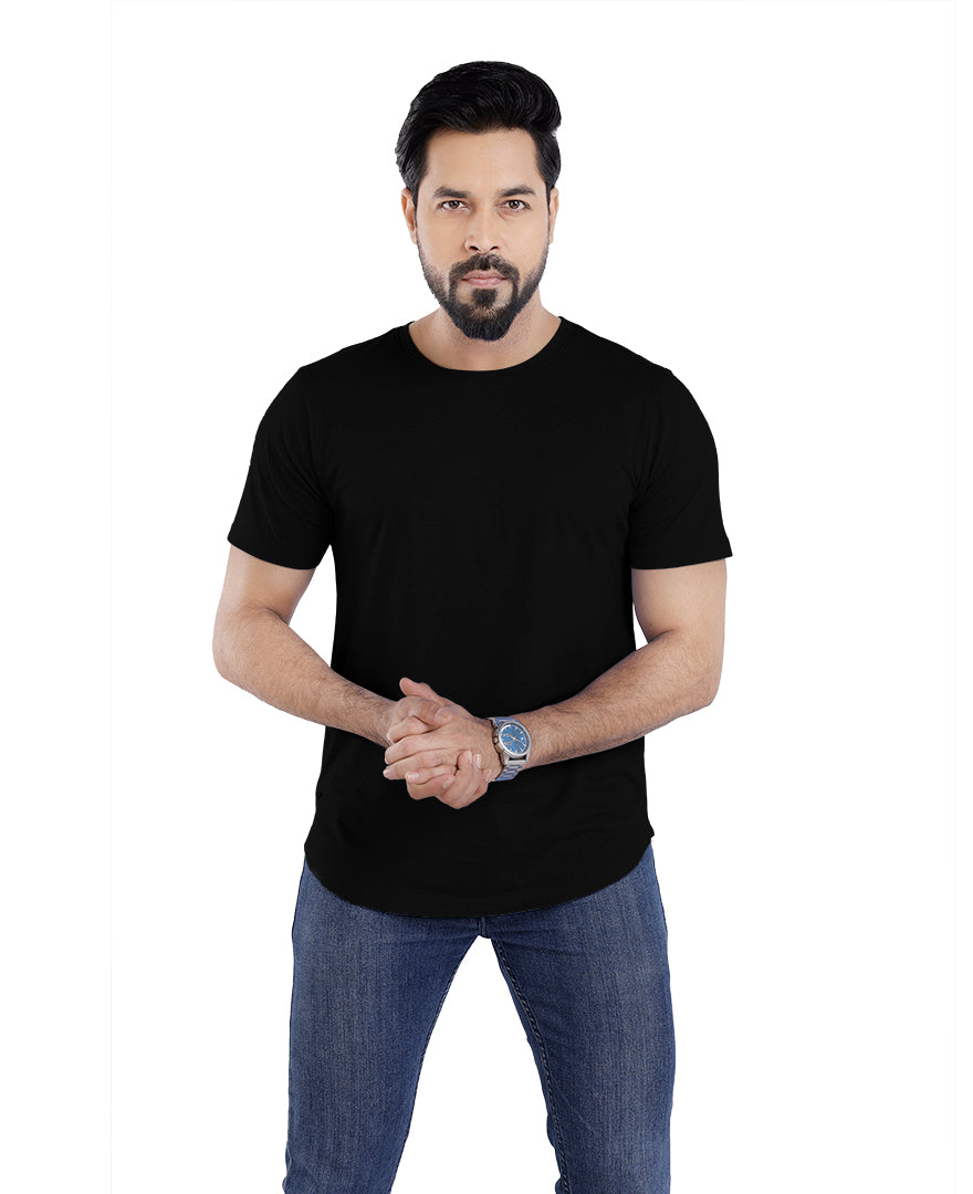 Men’s Short Sleeve Drop Cut Crew Neck T-Shirt - Black