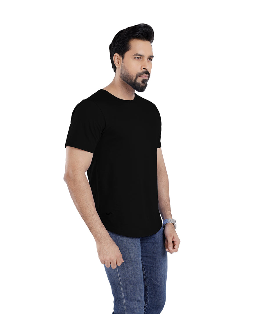 Men’s Short Sleeve Drop Cut Crew Neck T-Shirt - Black