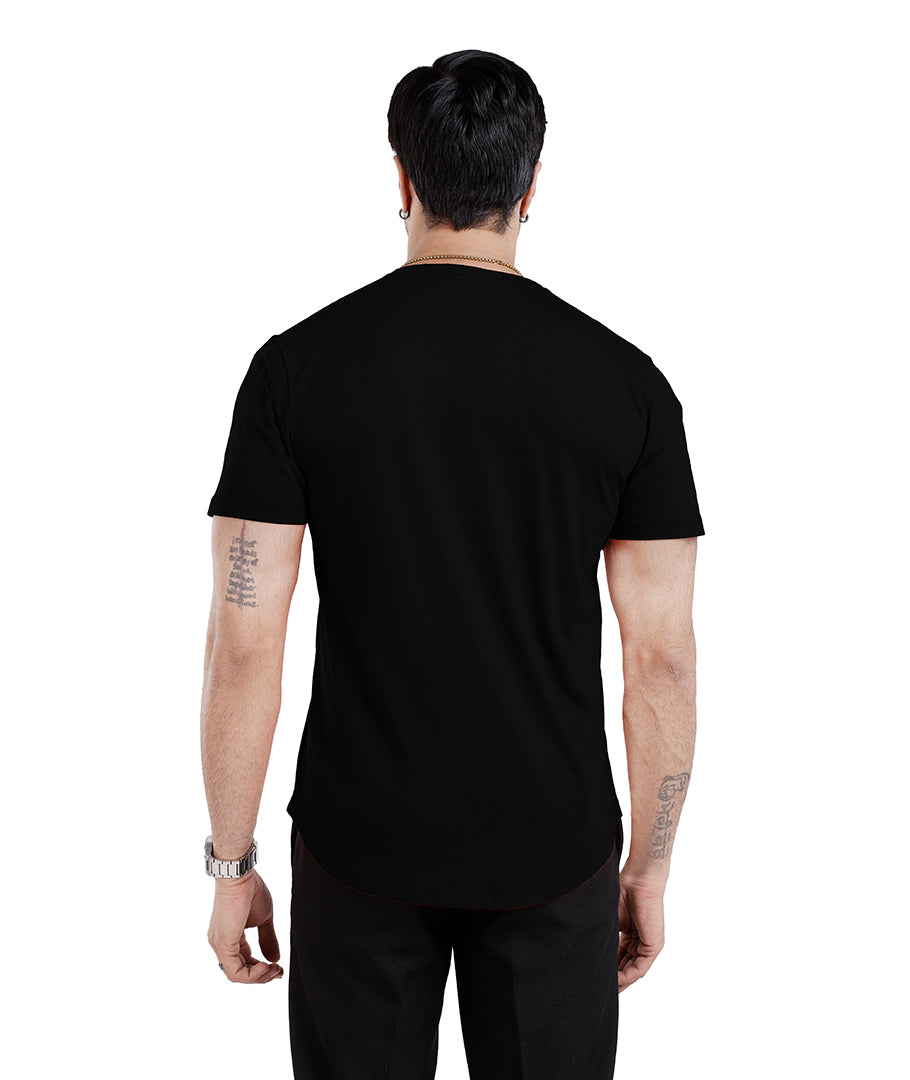 Men’S Short Sleeve Drop Cut V-Neck T-Shirt - Black