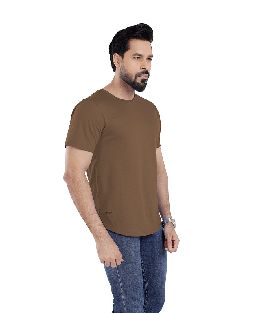 Men’s Short Sleeve Drop Cut Crew Neck T-Shirt - Brown