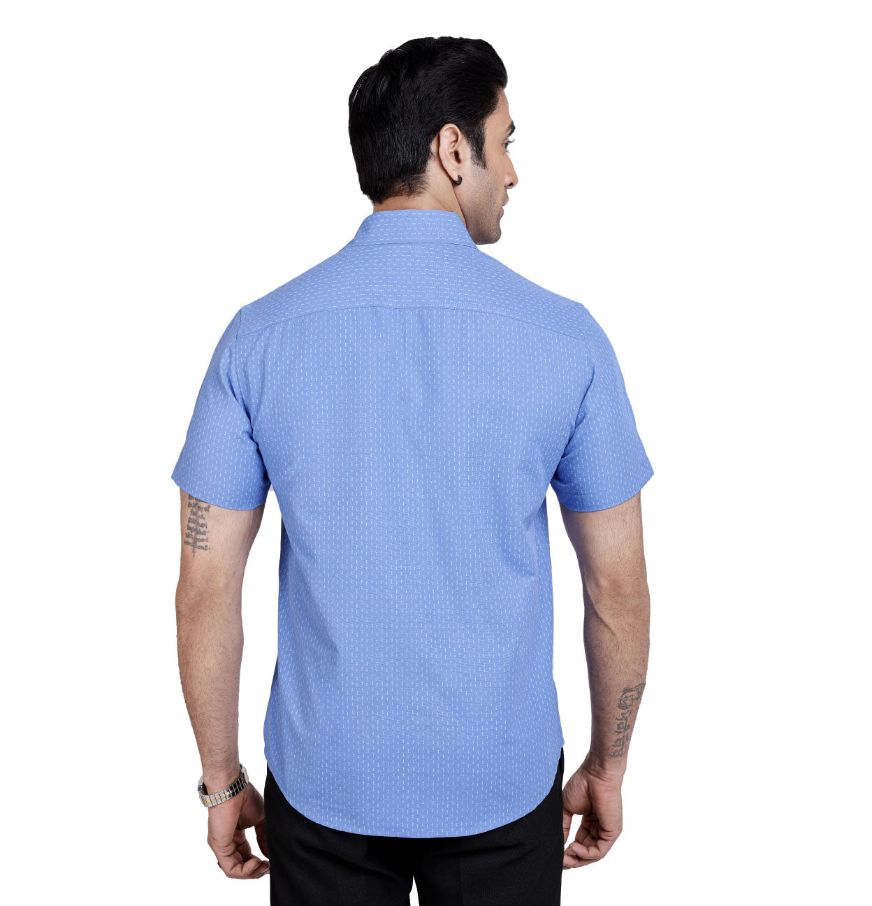 Active Fit Men's Shirt with Arrow Pattern - Half Sleeves - Blue Bonnet