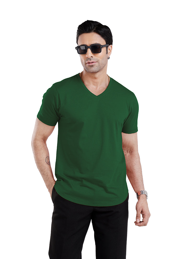 Men’S Short Sleeve Drop Cut V-Neck T-Shirt - Green