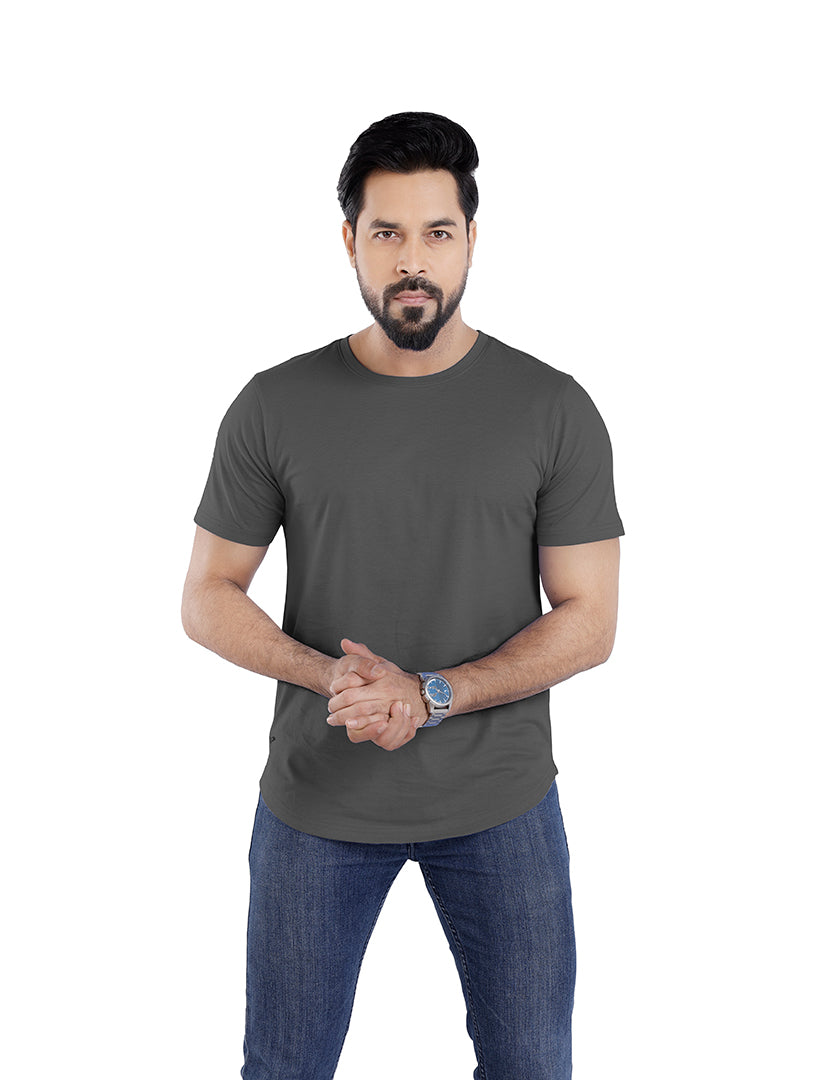 Men’s Short Sleeve Drop Cut Crew Neck T-Shirt - Grey