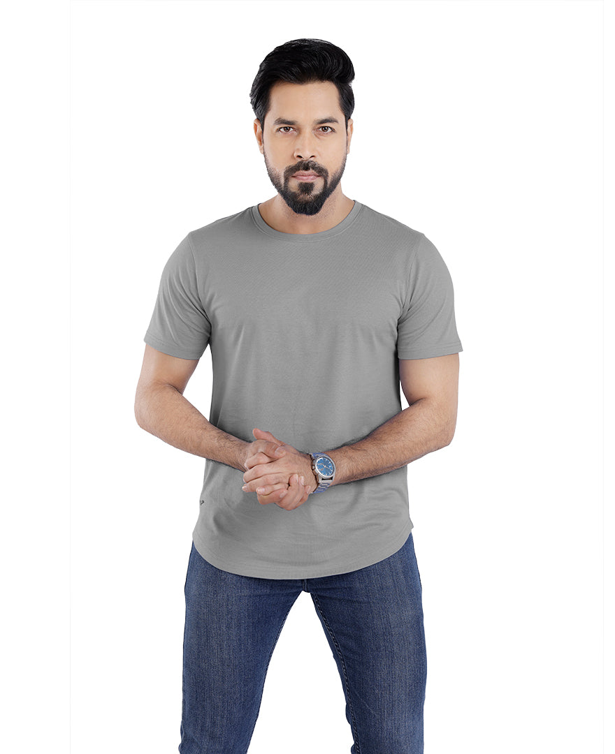 Men’s Short Sleeve Drop Cut Crew Neck T-Shirt - Silver Grey