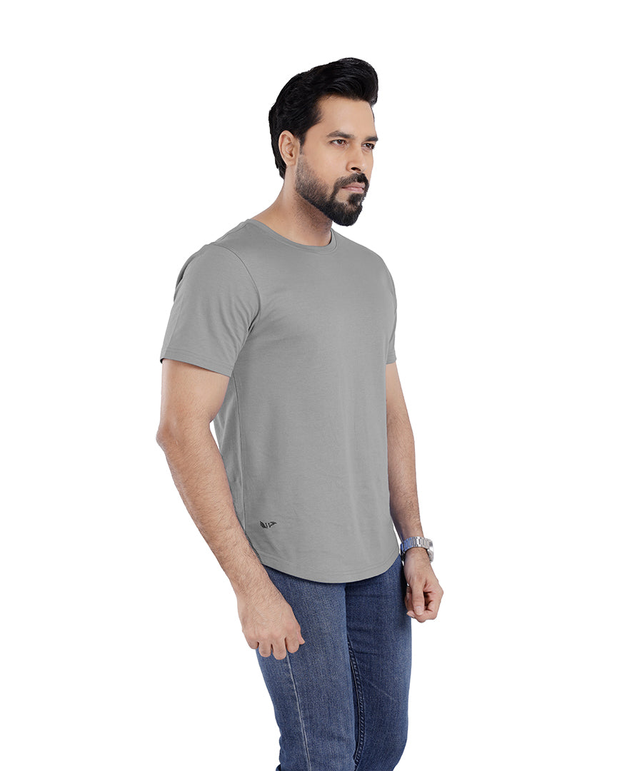 Men’s Short Sleeve Drop Cut Crew Neck T-Shirt - Silver Grey