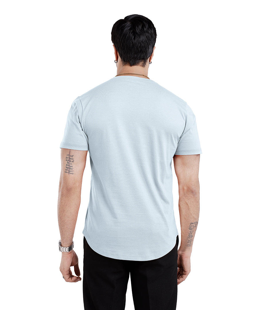 Men’S Short Sleeve Drop Cut Henley Neck T-Shirt - Ice-Blue