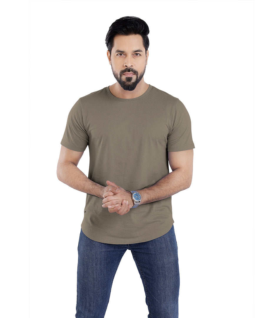 Men’s Short Sleeve Drop Cut Crew Neck T-Shirt - Khaki