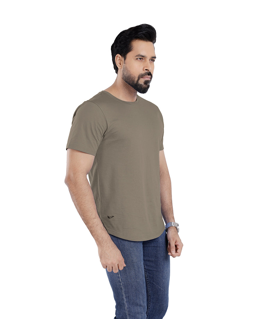 Men’s Short Sleeve Drop Cut Crew Neck T-Shirt - Khaki