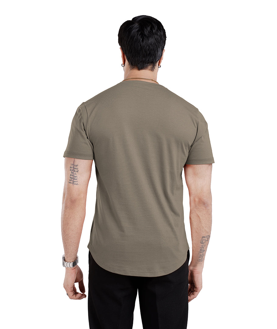 Men’S Short Sleeve Drop Cut V-Neck T-Shirt - Khaki