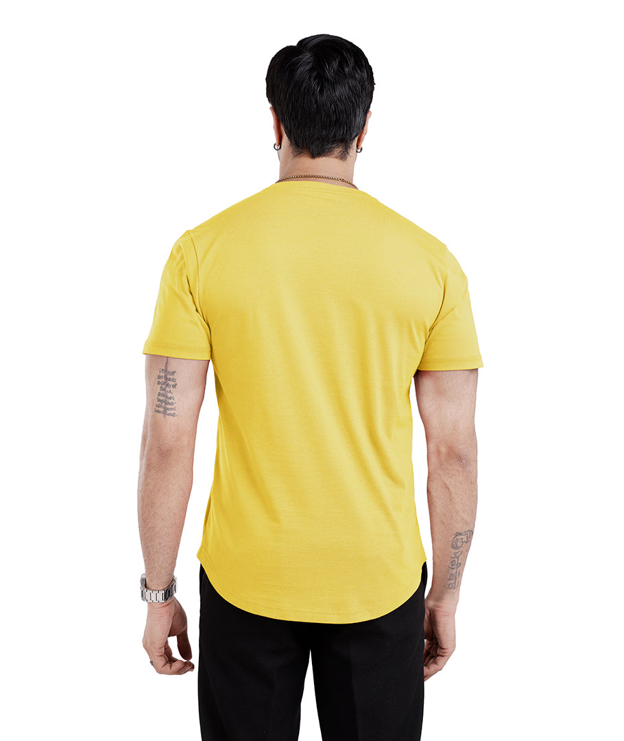 Men’S Short Sleeve Drop Cut Henley Neck T-Shirt - Yellow