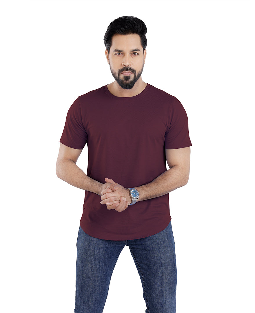 Men’s Short Sleeve Drop Cut Crew Neck T-Shirt - Maroon