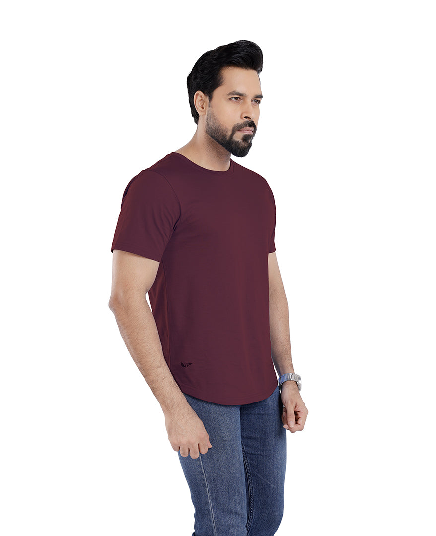 Men’s Short Sleeve Drop Cut Crew Neck T-Shirt - Maroon