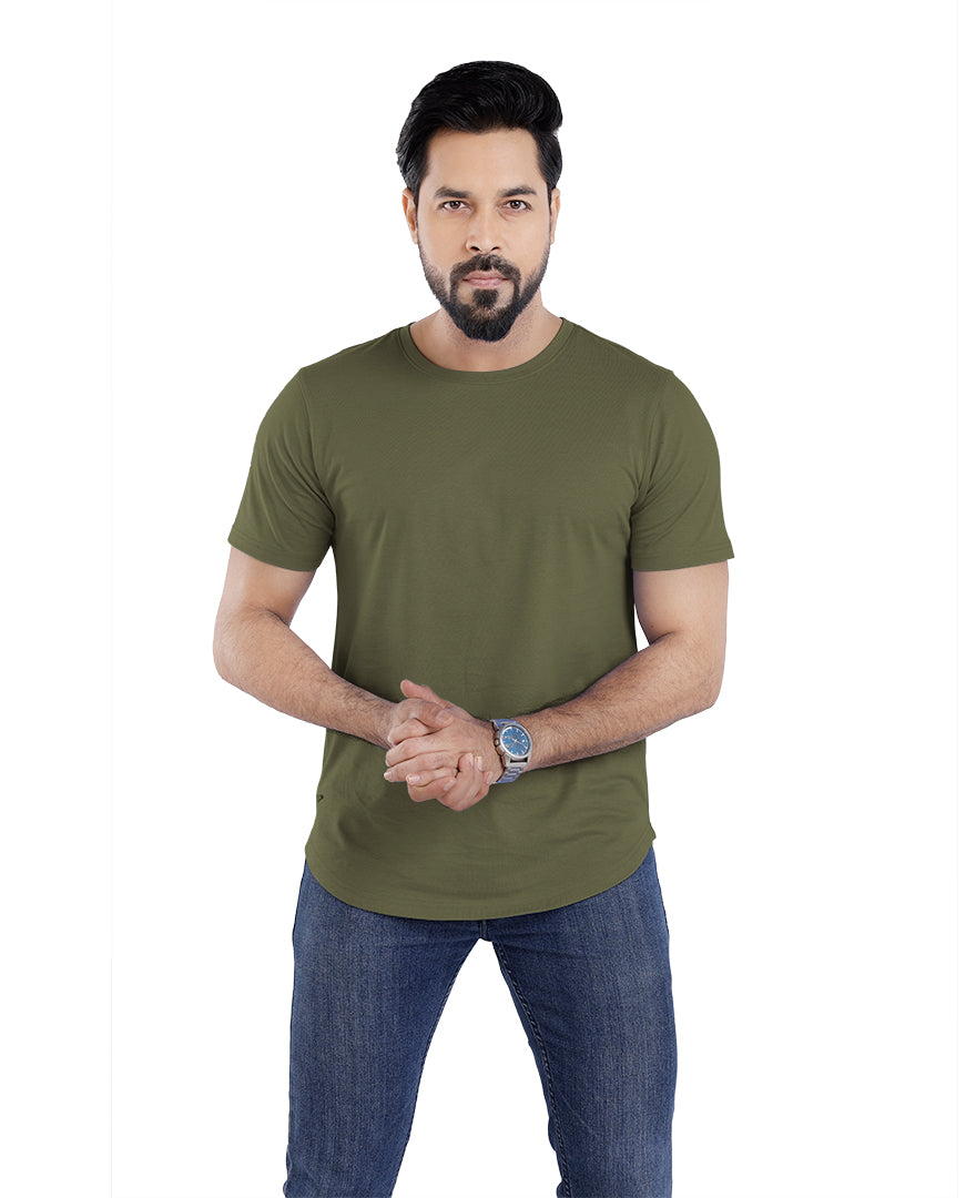 Men’s Short Sleeve Drop Cut Crew Neck T-Shirt - Olive