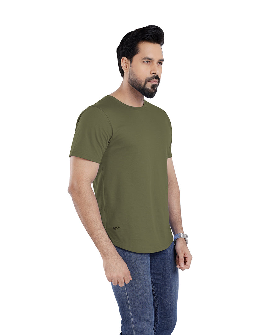 Men’s Short Sleeve Drop Cut Crew Neck T-Shirt - Olive