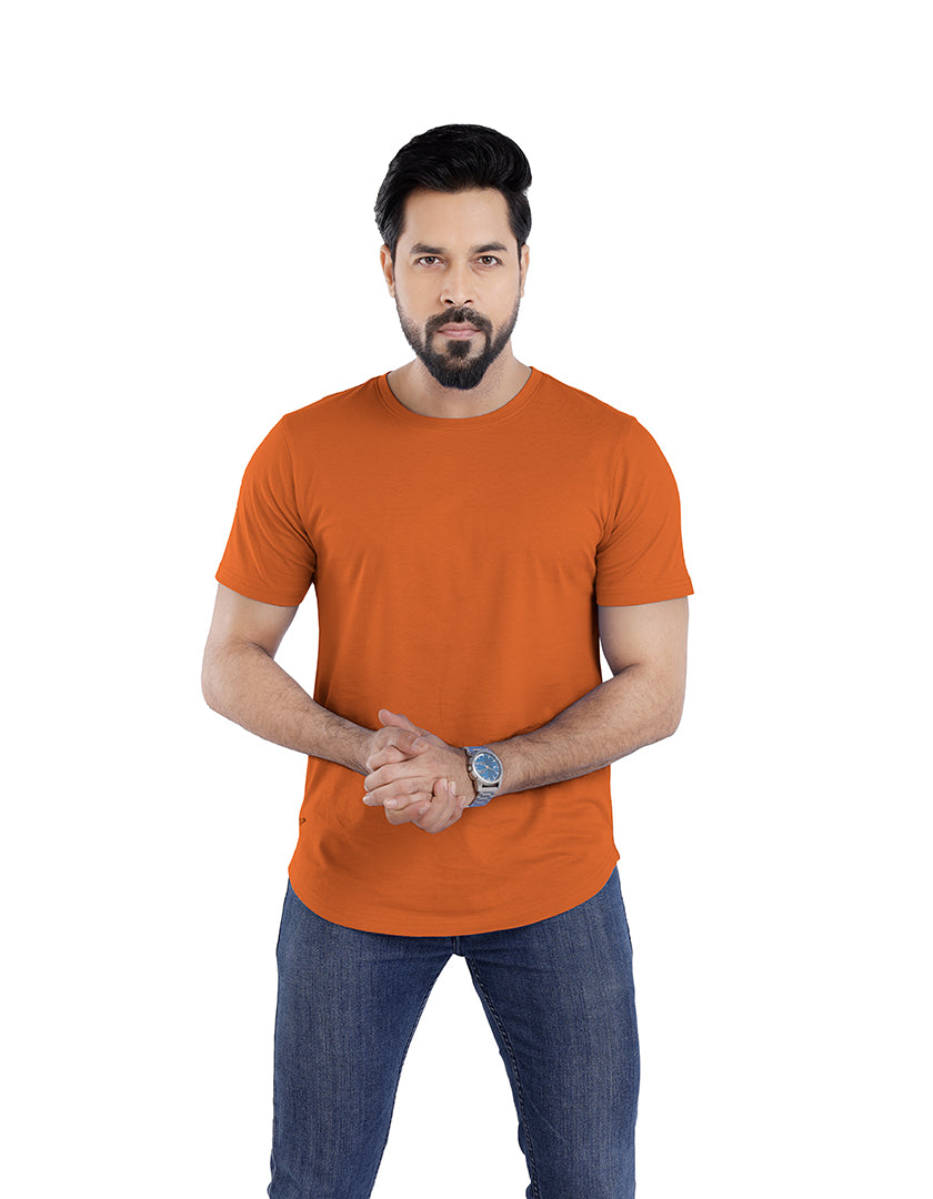 Men’s Short Sleeve Drop Cut Crew Neck T-Shirt - Rust Orange