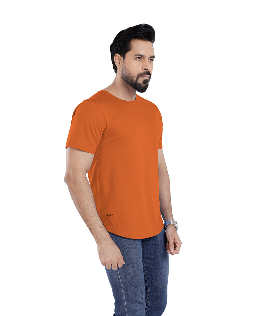Men’s Short Sleeve Drop Cut Crew Neck T-Shirt - Rust Orange