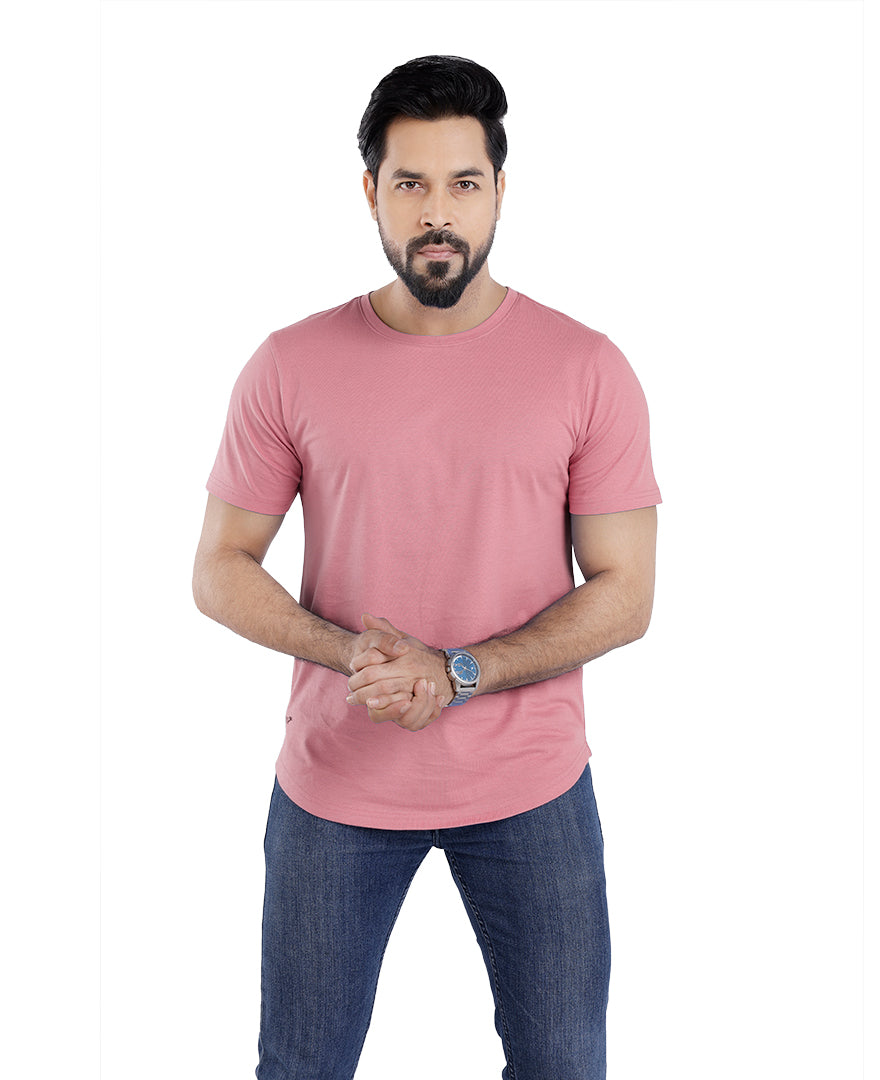 Men’s Short Sleeve Drop Cut Crew Neck T-Shirt - Dusty Rose