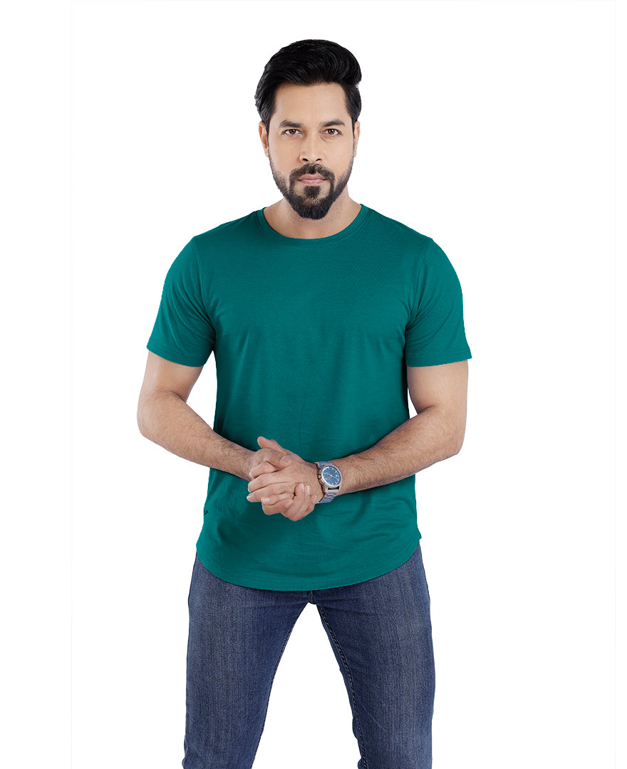 Men’s Short Sleeve Drop Cut Crew Neck T-Shirt - Teal Blue