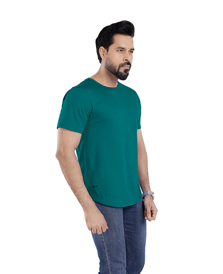 Men’s Short Sleeve Drop Cut Crew Neck T-Shirt - Teal Blue