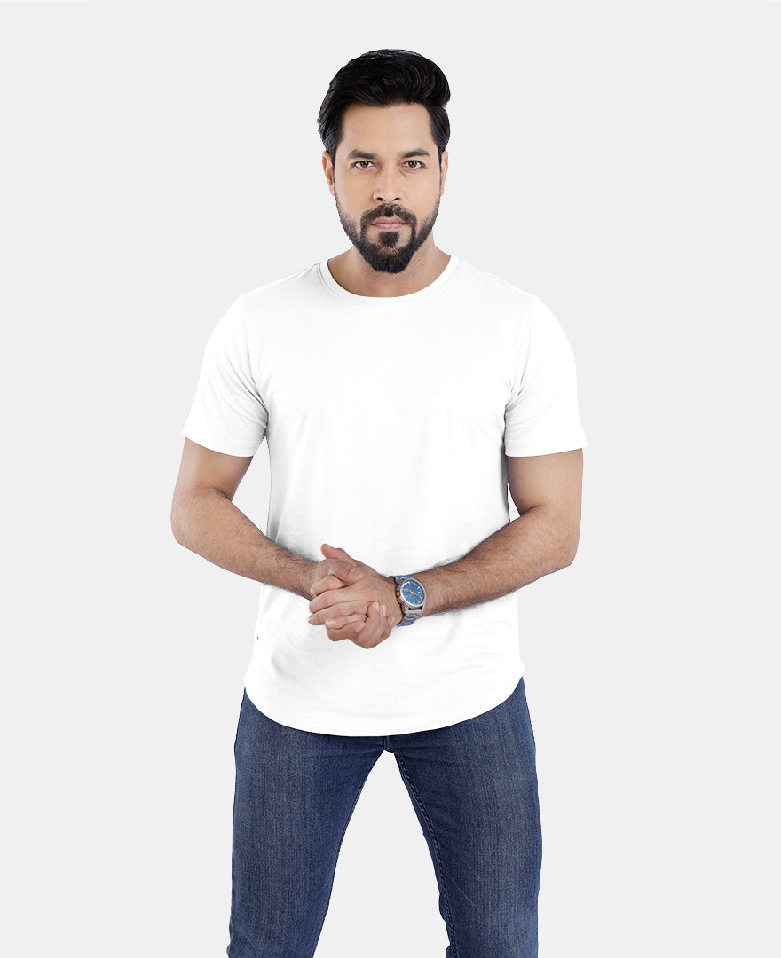 Men’s Short Sleeve Drop Cut Crew Neck T-Shirt - White