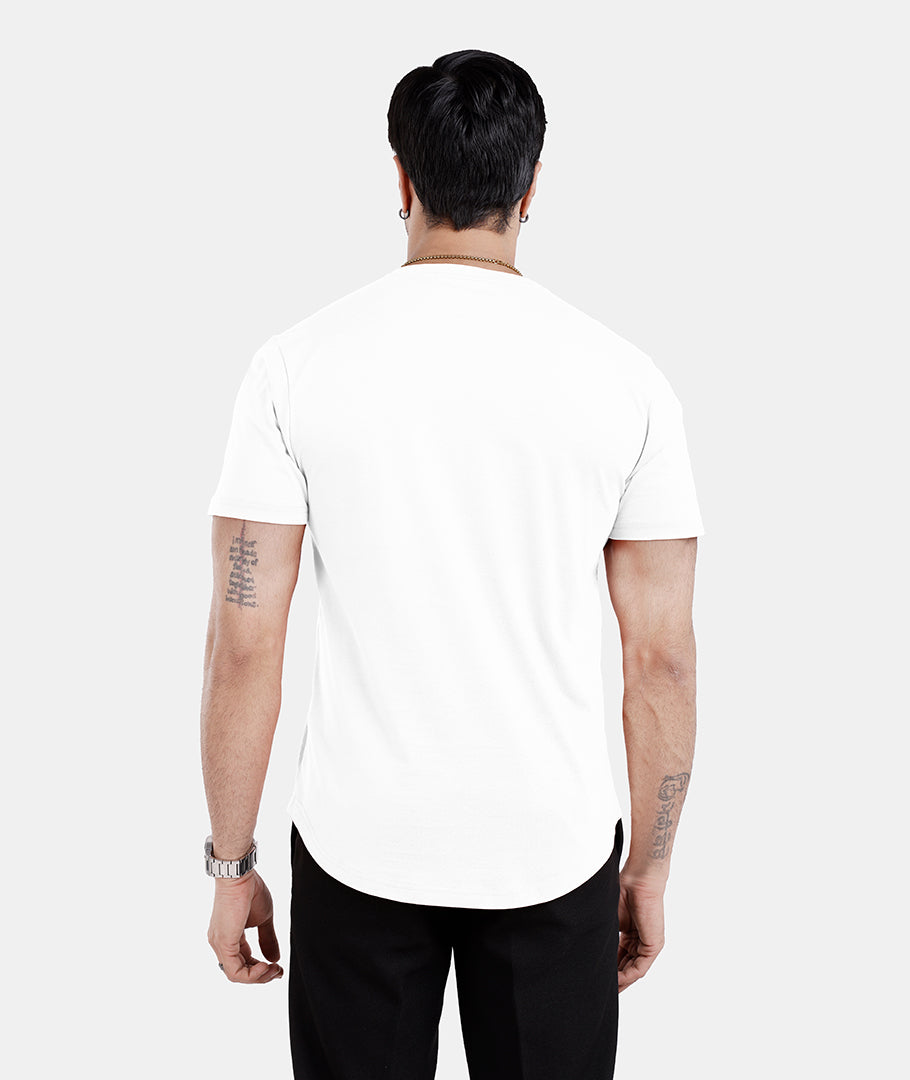 Men’S Short Sleeve Drop Cut Henley Neck T-Shirt - White