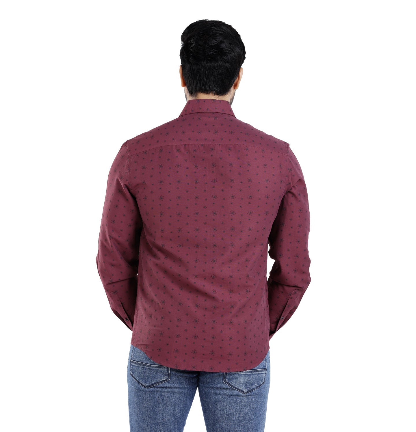 Active Fit Men's Shirt with Crackers Pattern - Full Sleeves - Wine