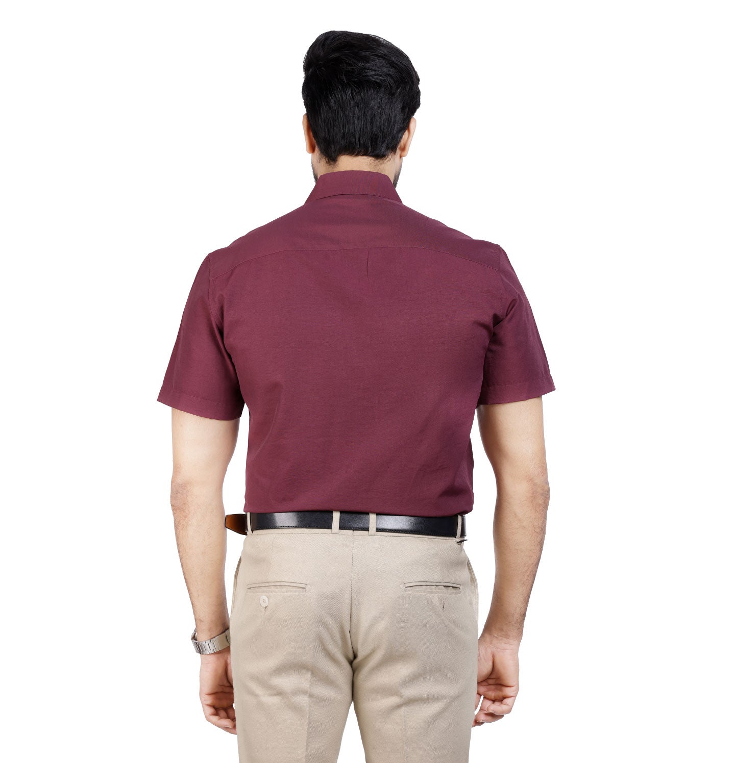 Active Fit Men's Shirt with Solid Pattern - Half Sleeves - Wine