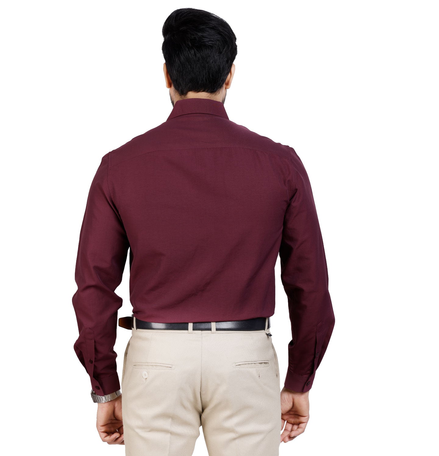 Active Fit Men's Shirt with Solid Pattern - Full Sleeves - Wine
