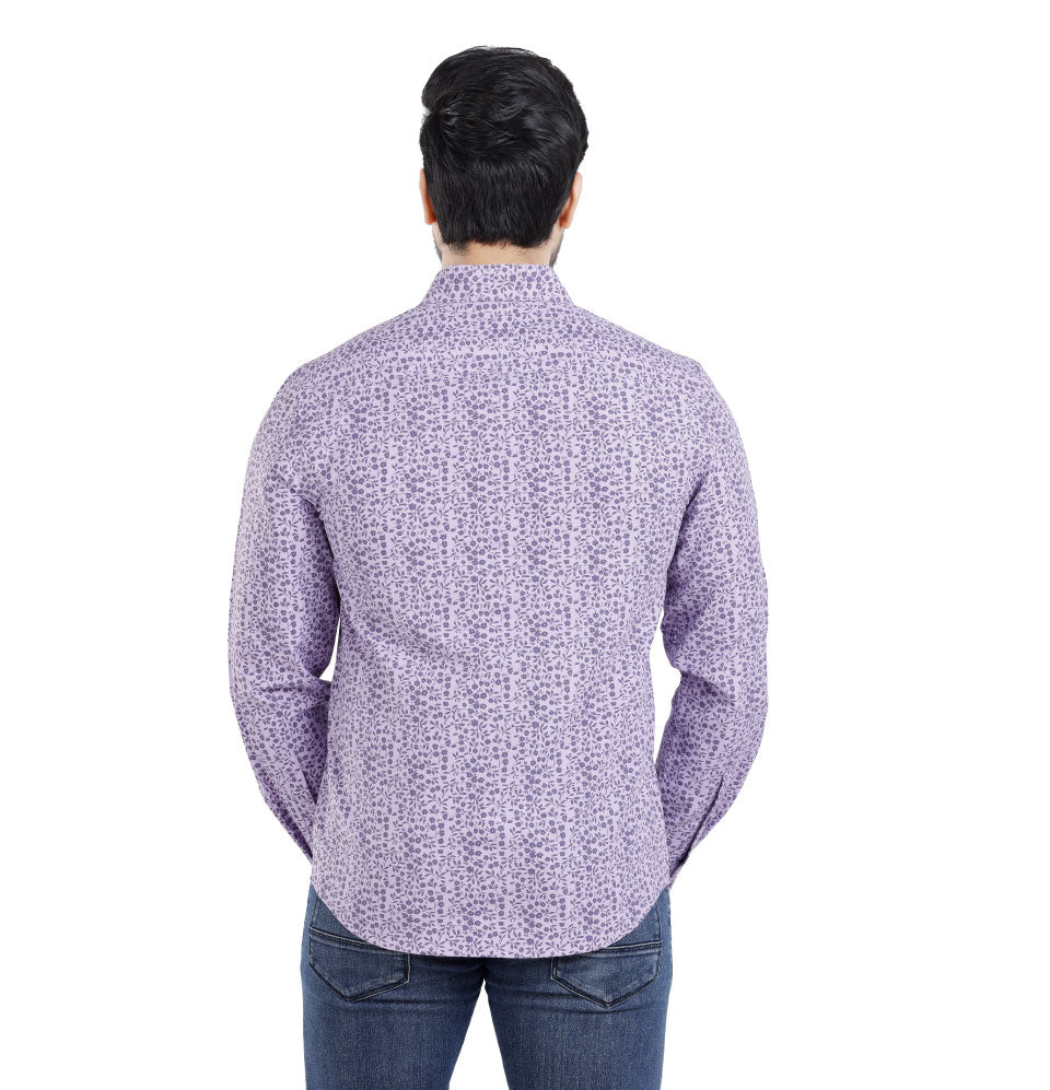 Active Fit Men's Shirt with Florals Pattern - Full Sleeves - Orchid Petal