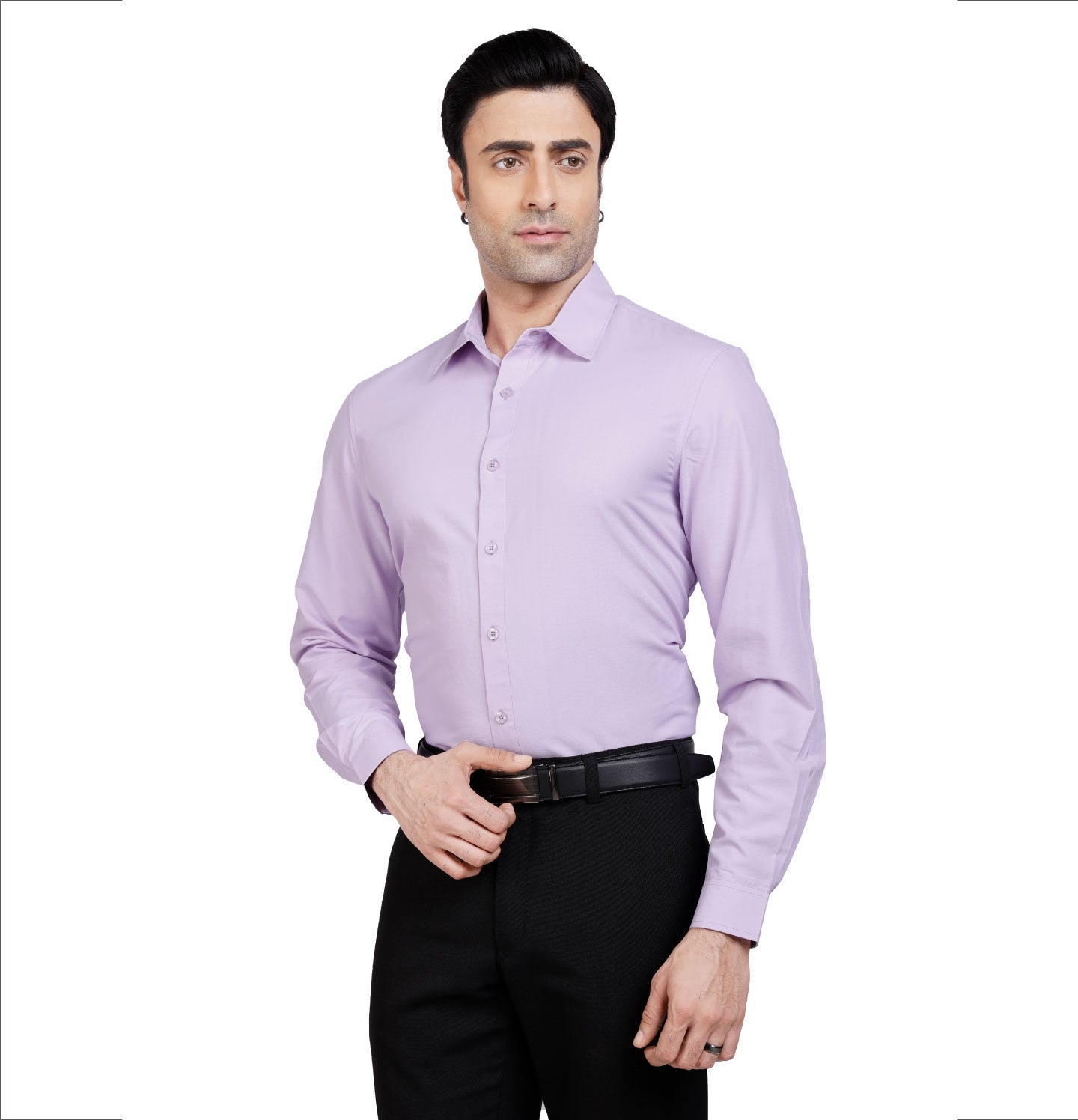 Active Fit Men's Shirt with Solid Pattern - Full Sleeves - Orchid Petal