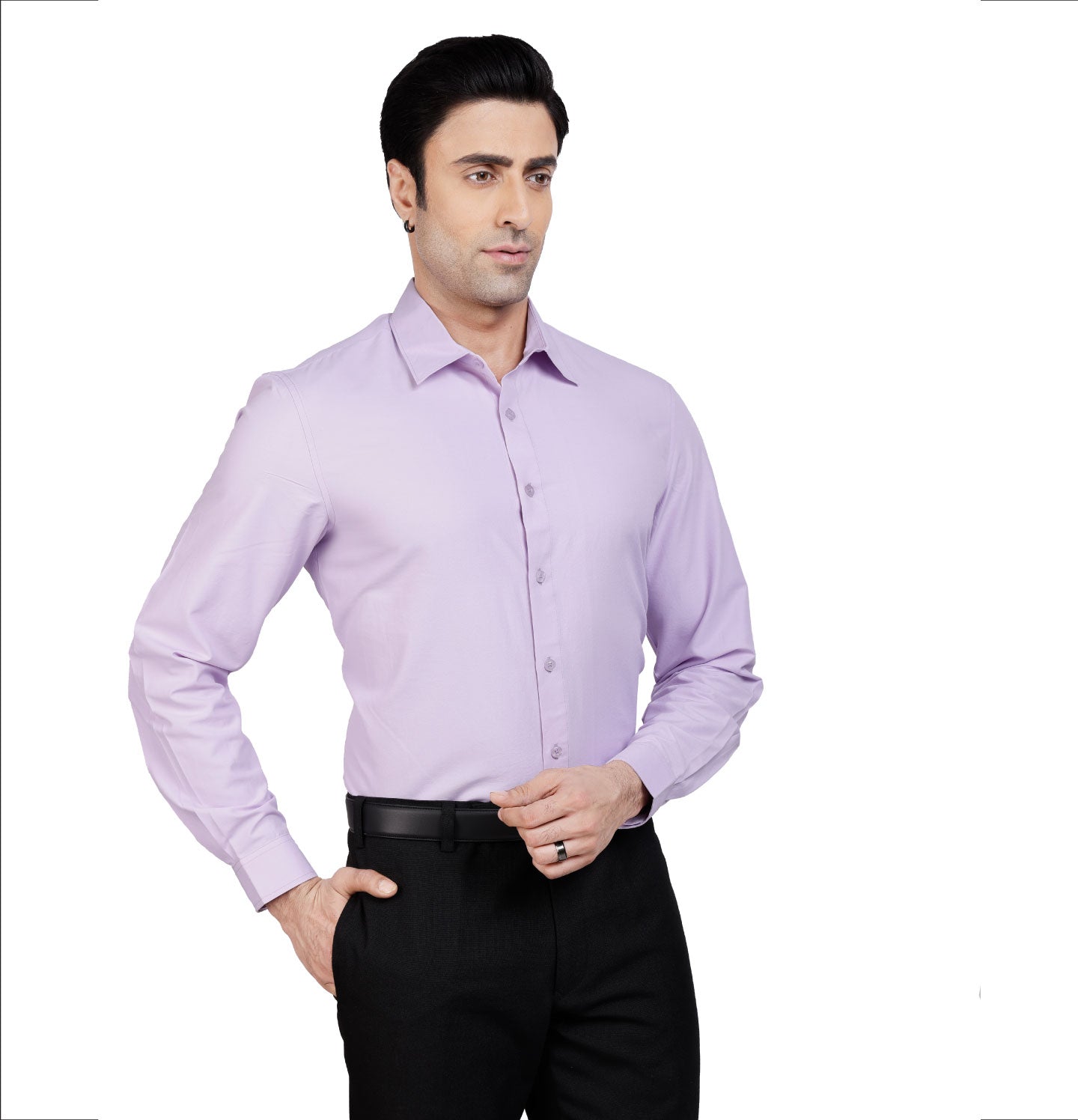 Active Fit Men's Shirt with Solid Pattern - Full Sleeves - Orchid Petal