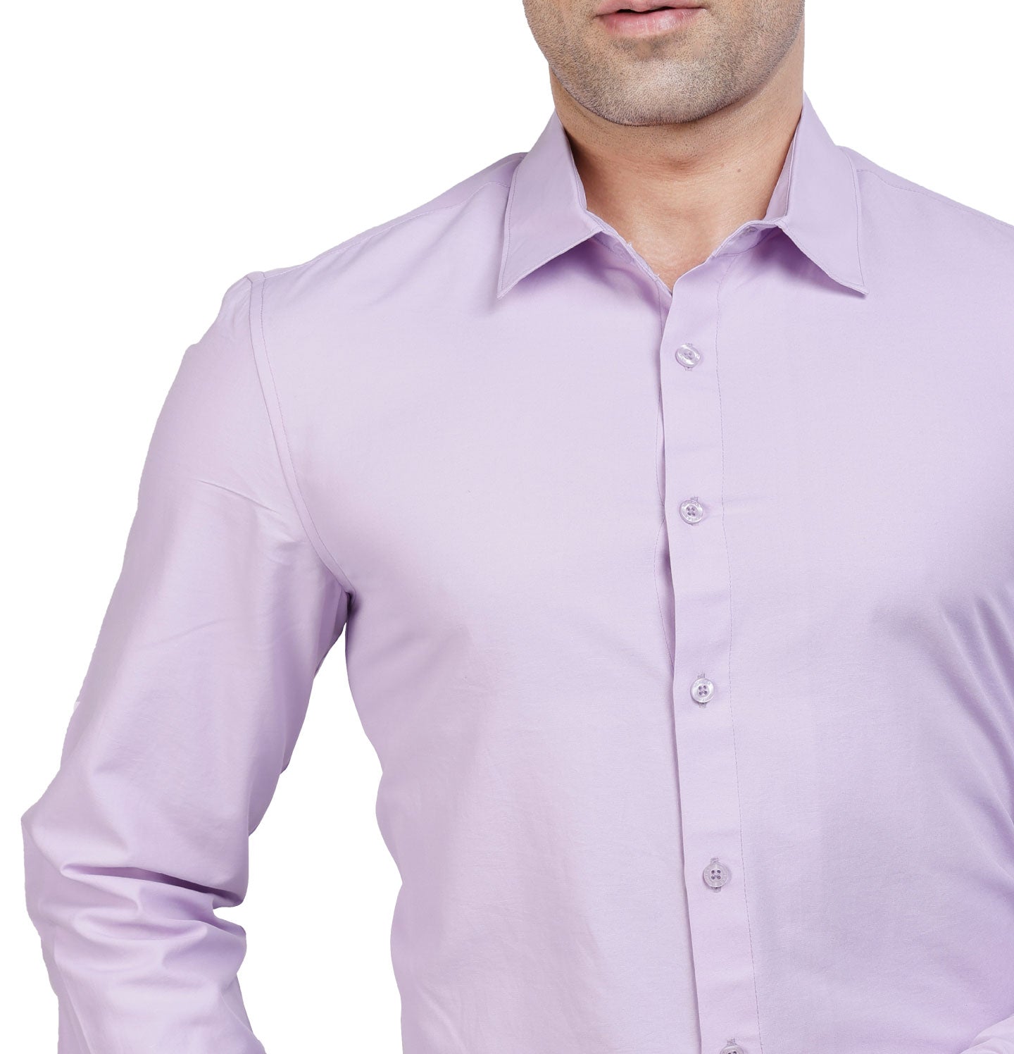 Active Fit Men's Shirt with Solid Pattern - Full Sleeves - Orchid Petal