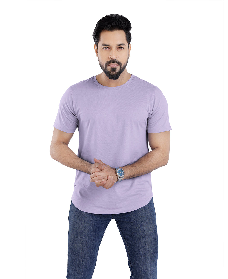 Men’S Short Sleeve Drop Cut V-Neck T-Shirt-Lavender