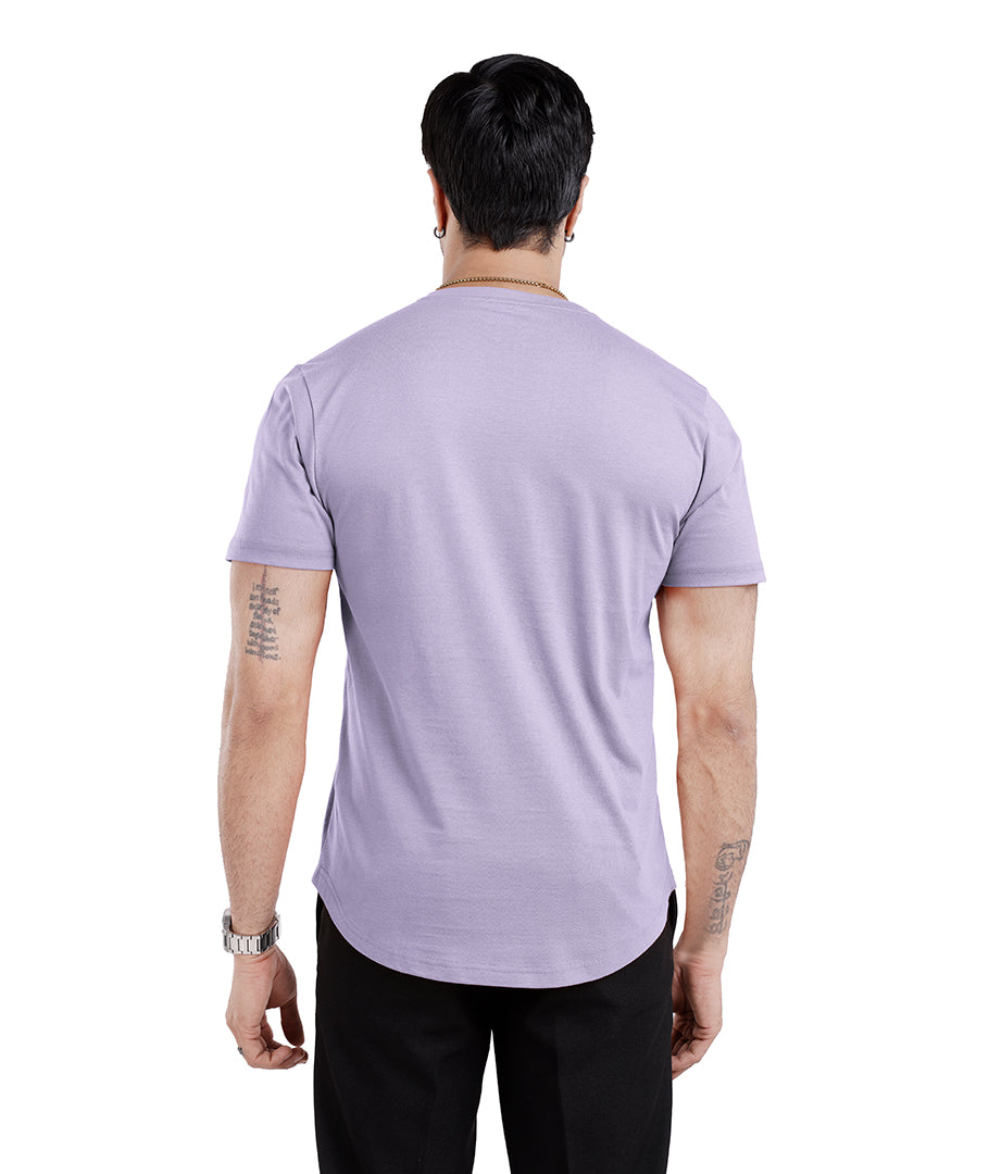 Men’S Short Sleeve Drop Cut Henley Neck T-Shirt - Lavender