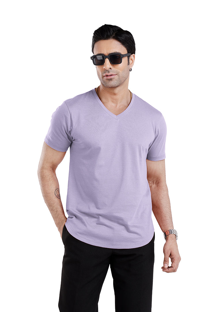 Men’S Short Sleeve Drop Cut Henley Neck T-Shirt - Lavender