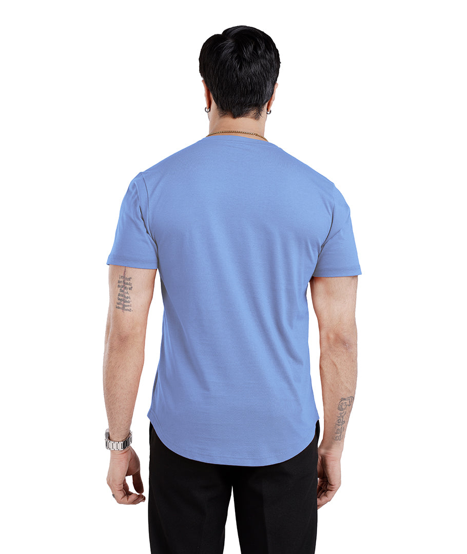 Men’S Short Sleeve Drop Cut Henley Neck T-Shirt - Blue-Bonnet