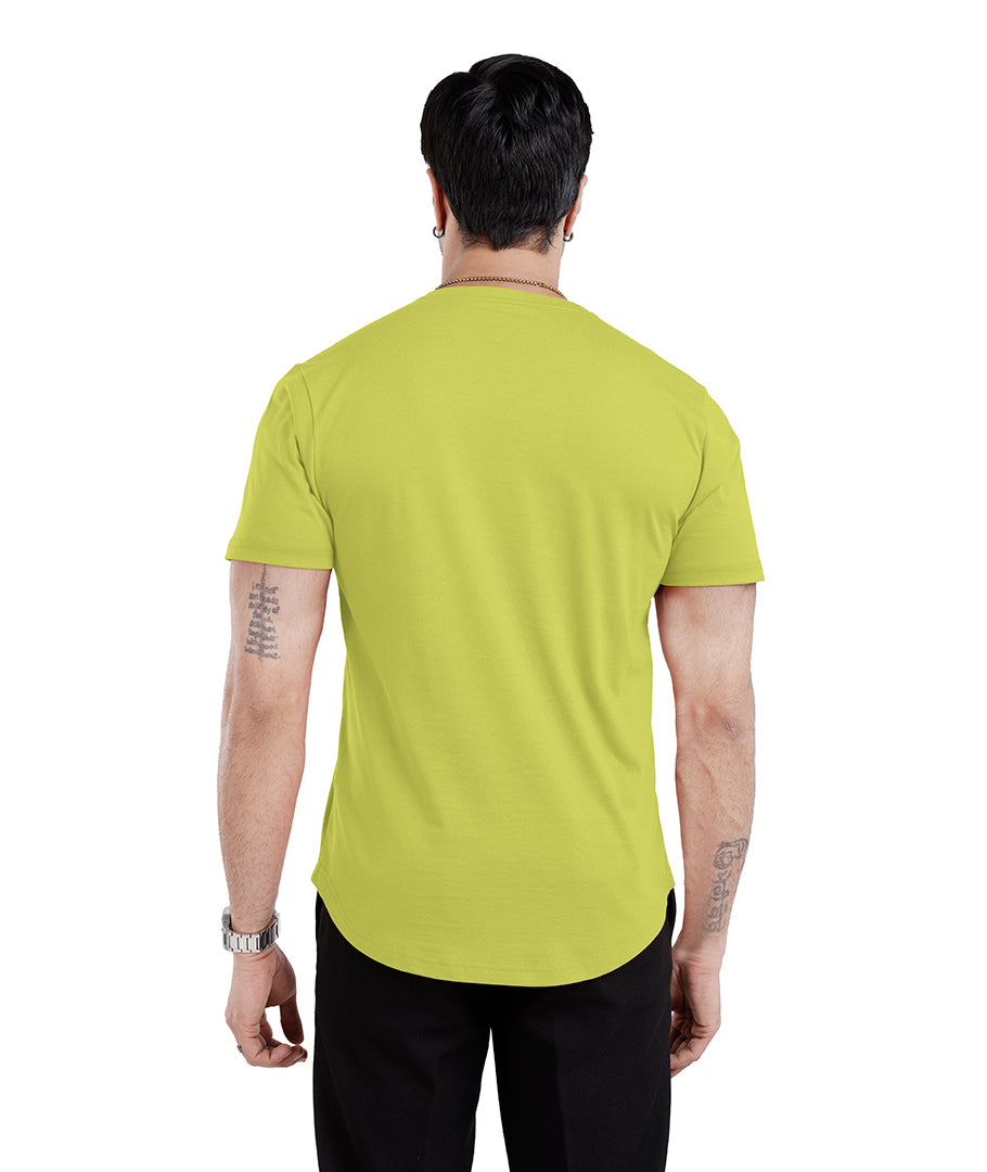 Men’S Short Sleeve Drop Cut Henley Neck T-Shirt - Lime-Green