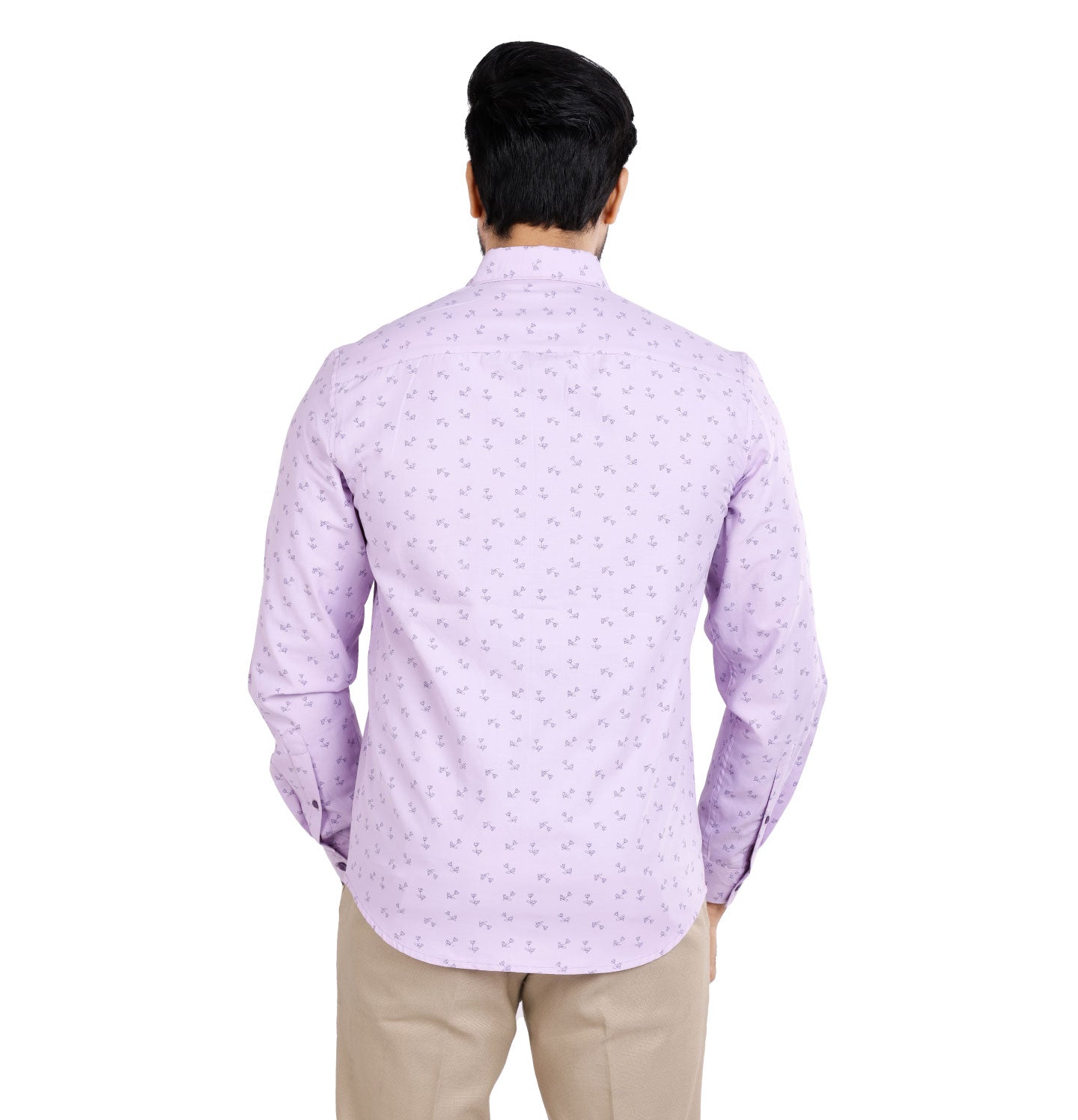 Active Fit Men's Shirt with Dandelions Pattern - Full Sleeves - Orchid Petal