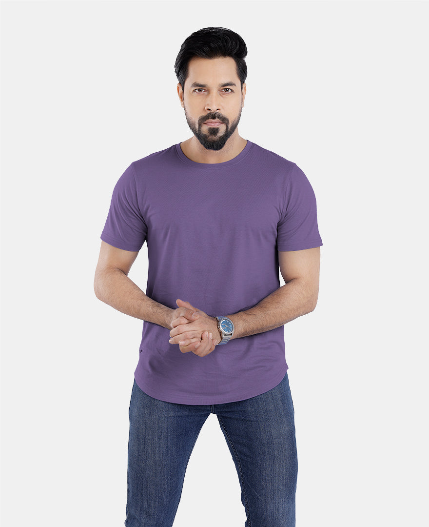 Men’s Short Sleeve Drop Cut Crew Neck T-Shirt - Violet
