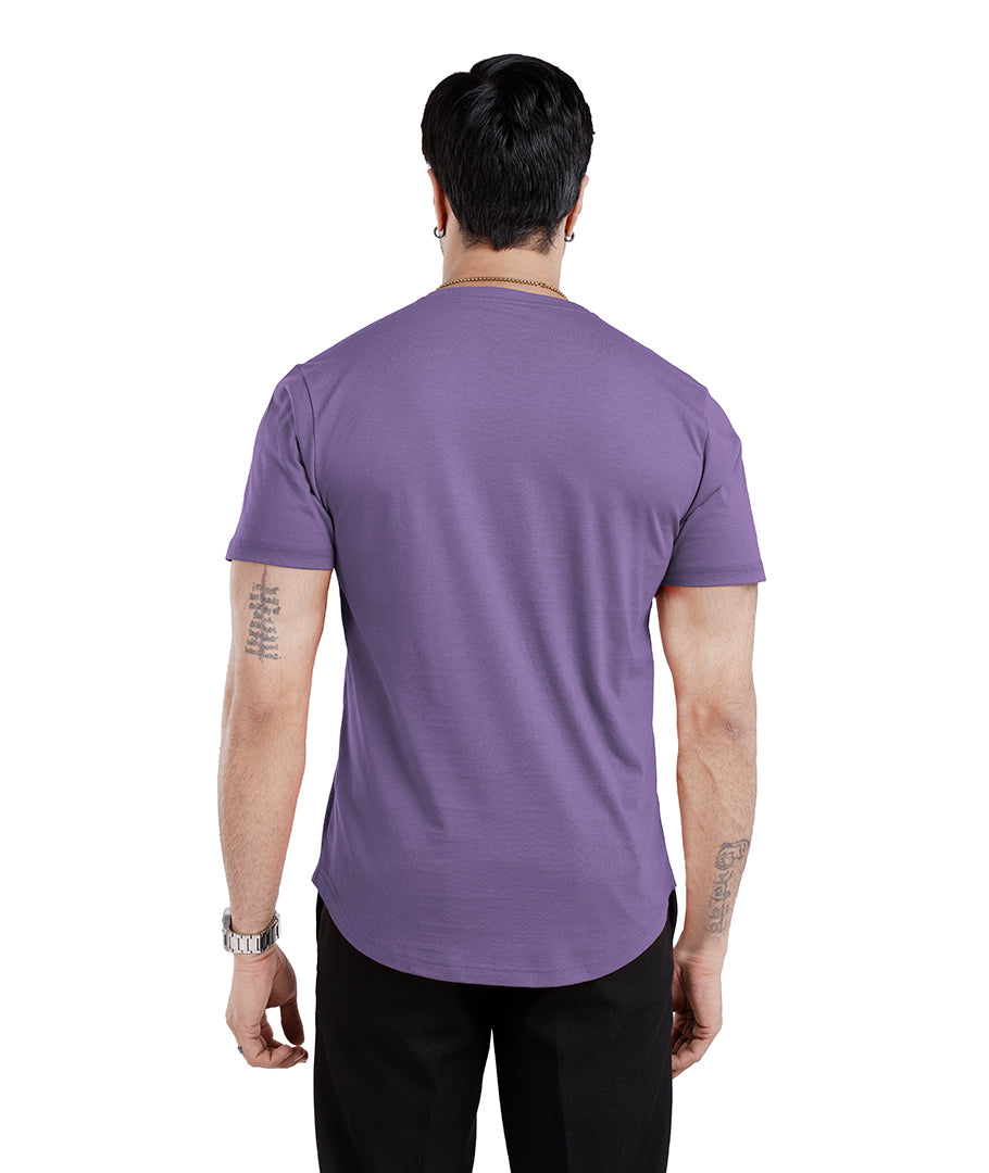 Men’S Short Sleeve Drop Cut Henley Neck T-Shirt - Violet