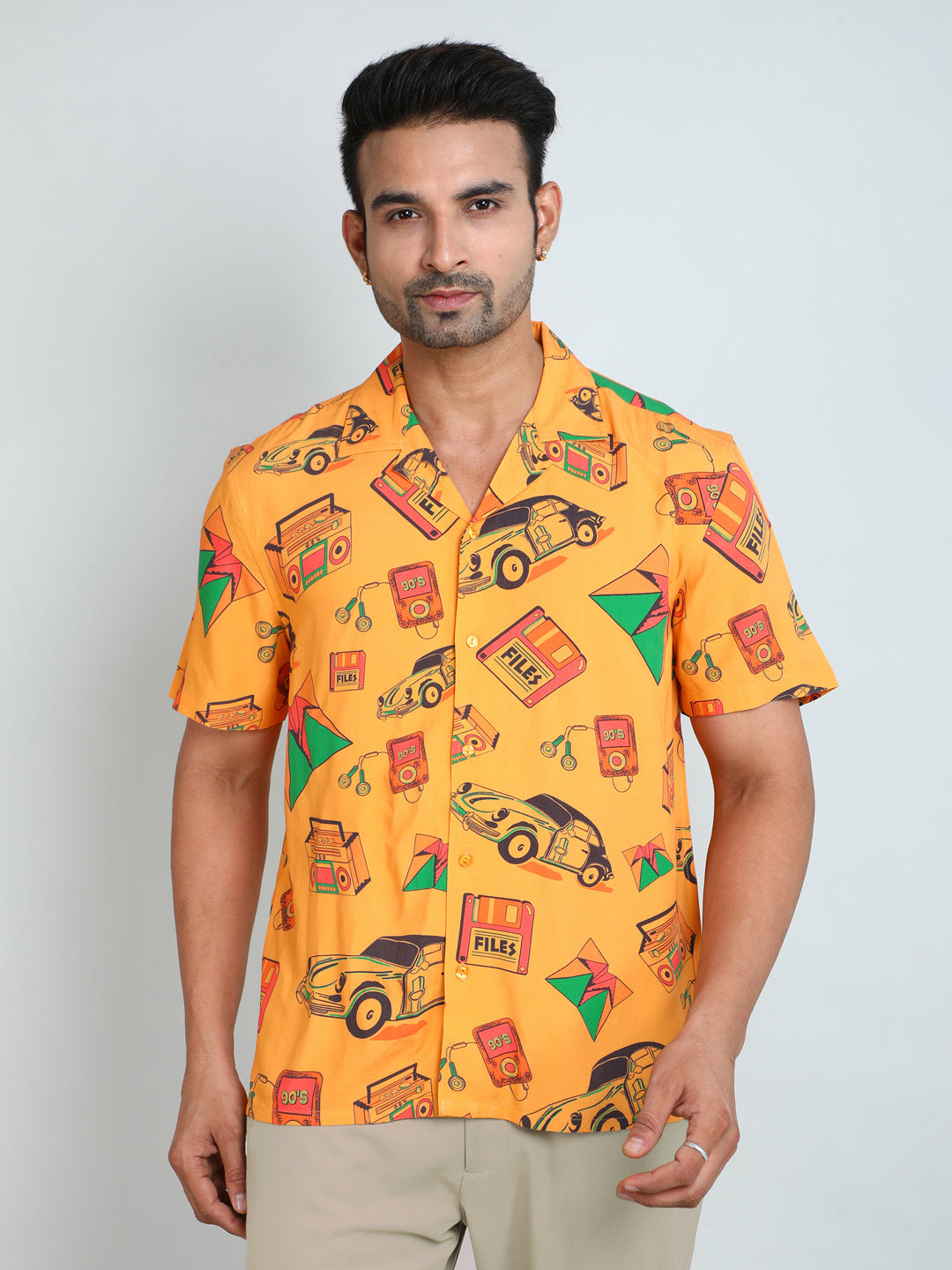 Relaxed Fit Mens Printed Casual Shirt (SS26-RETROVIBE)