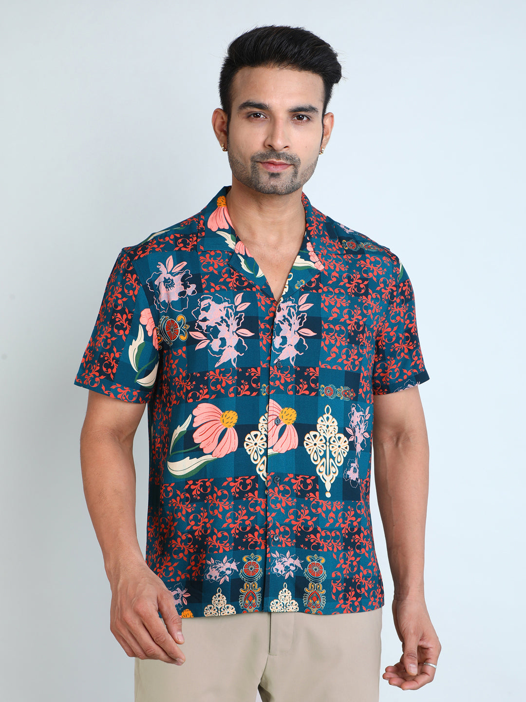 Relaxed Fit Mens Printed Casual Shirt (SS26-MIXEDMEDI)