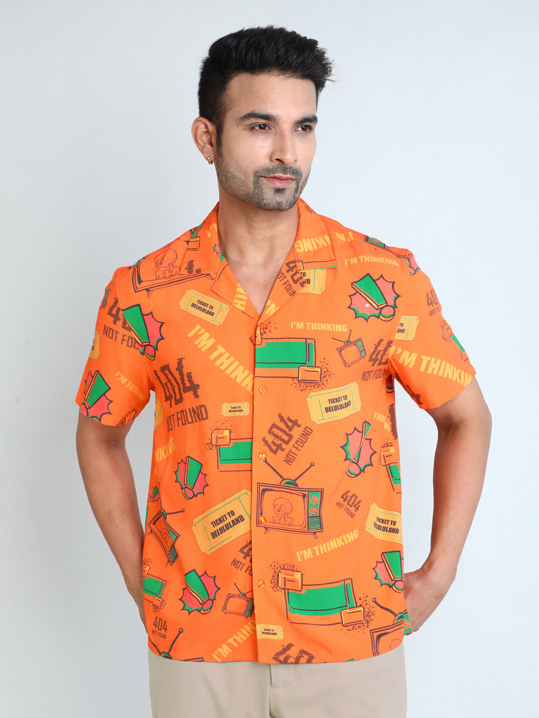 Relaxed Fit Mens Printed Casual Shirt (SS26-404ERROR)