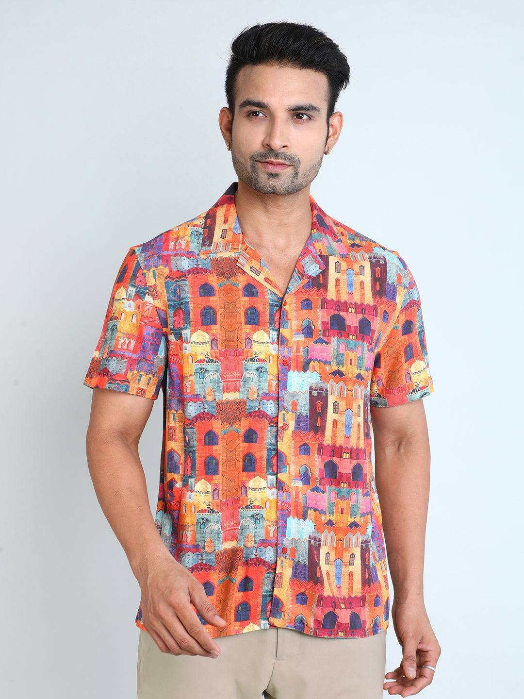 Relaxed Fit Mens Printed Casual Shirt (SS26-CITYSCAPE)