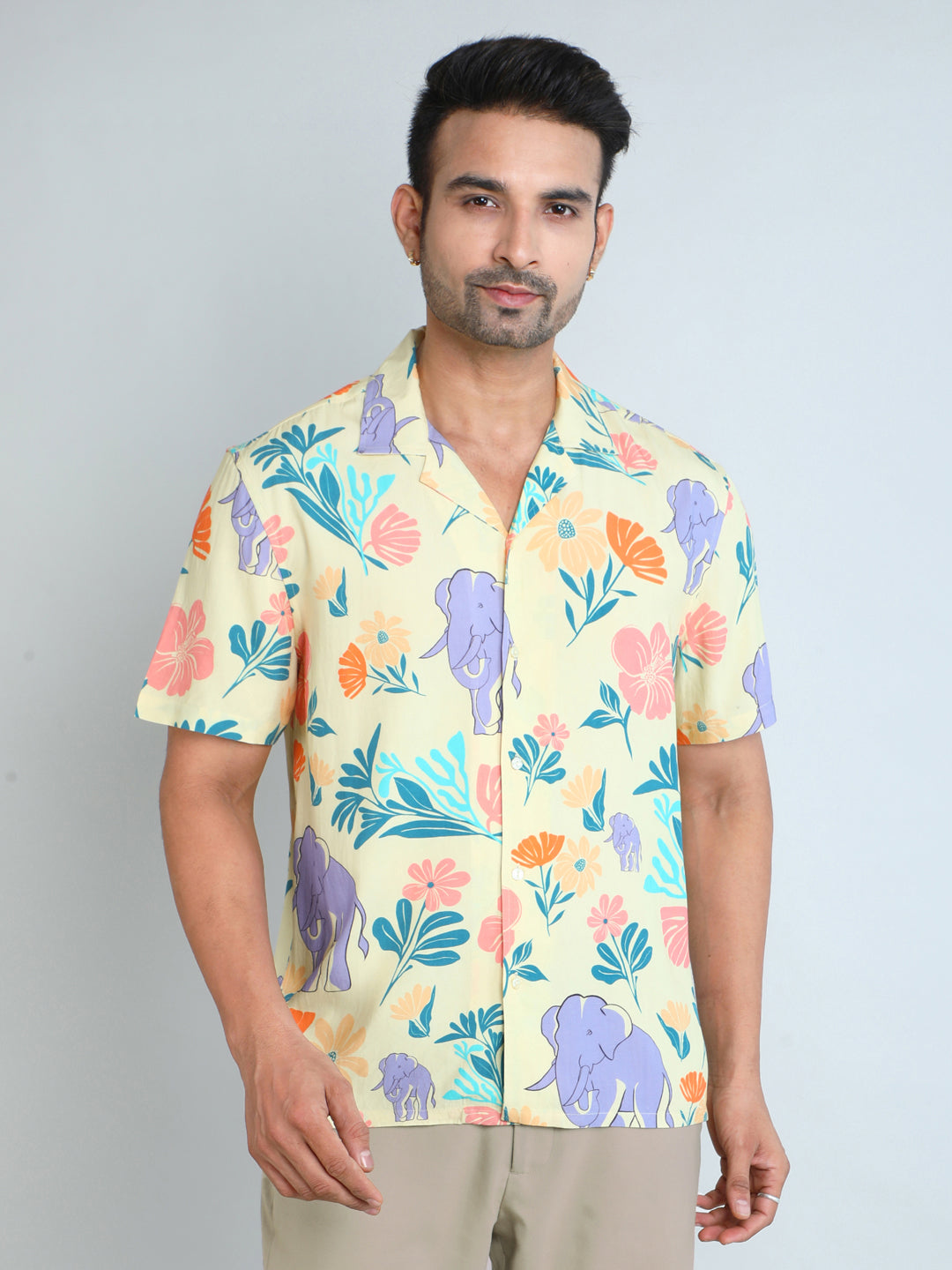 Relaxed Fit Mens Printed Casual Shirt (SS26-SAFARI)