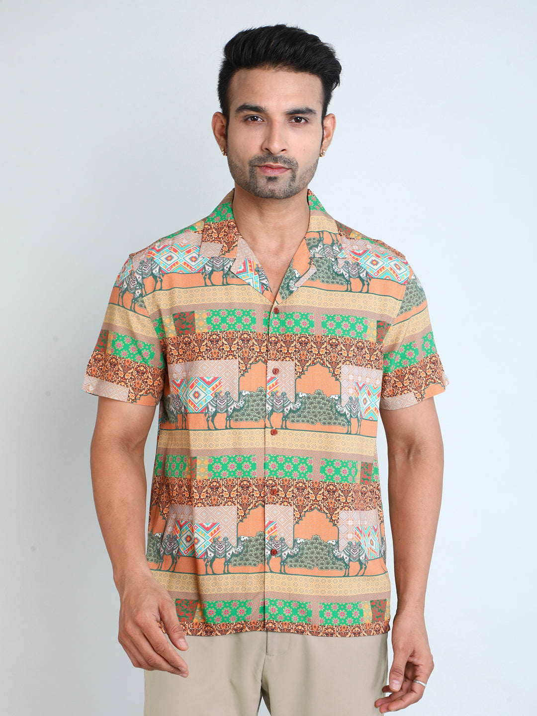 Relaxed Fit Mens Printed Casual Shirt (SS26-ETHENIC)