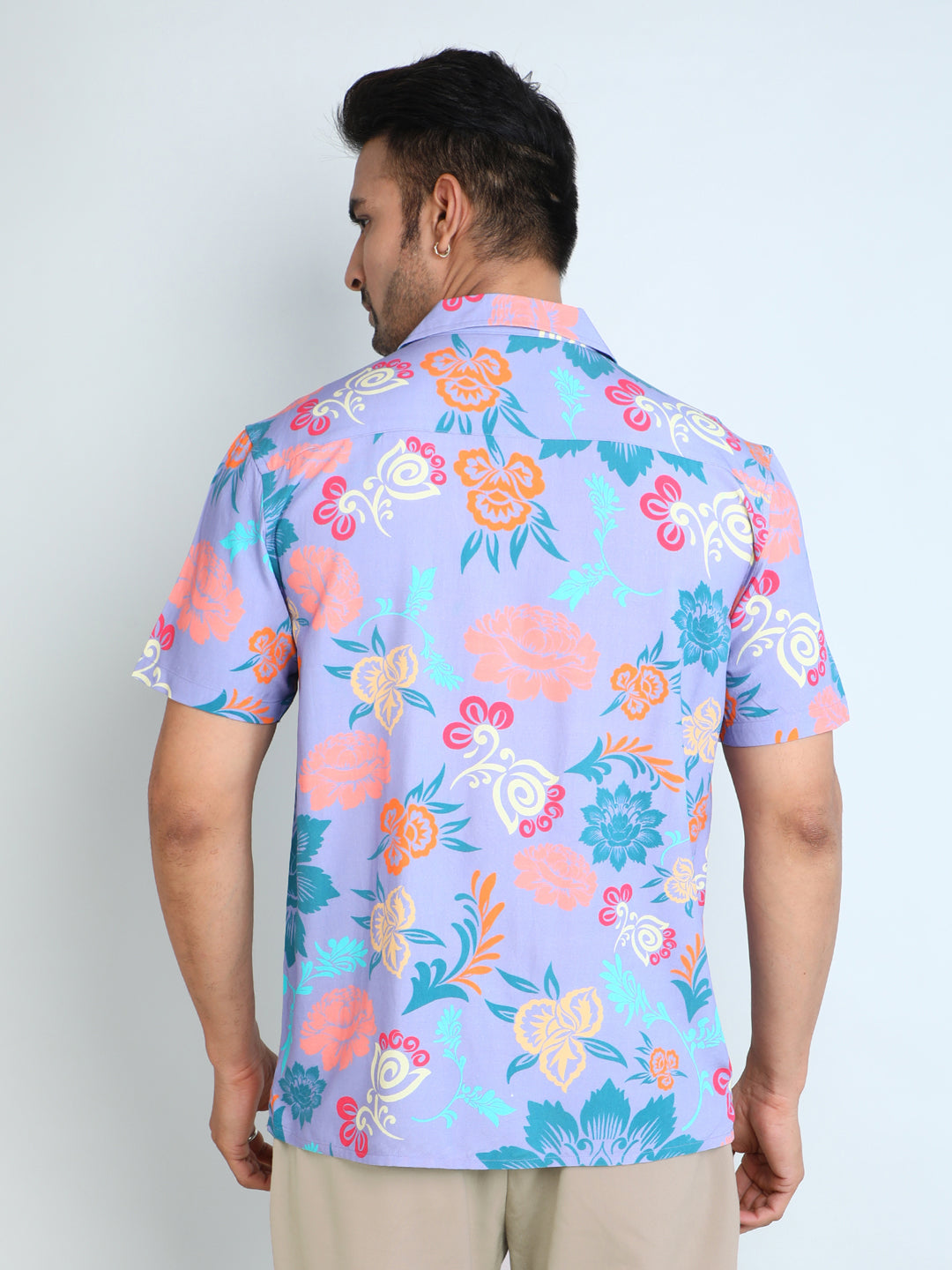 Relaxed Fit Mens Printed Casual Shirt (SS26-LAVENDOR)