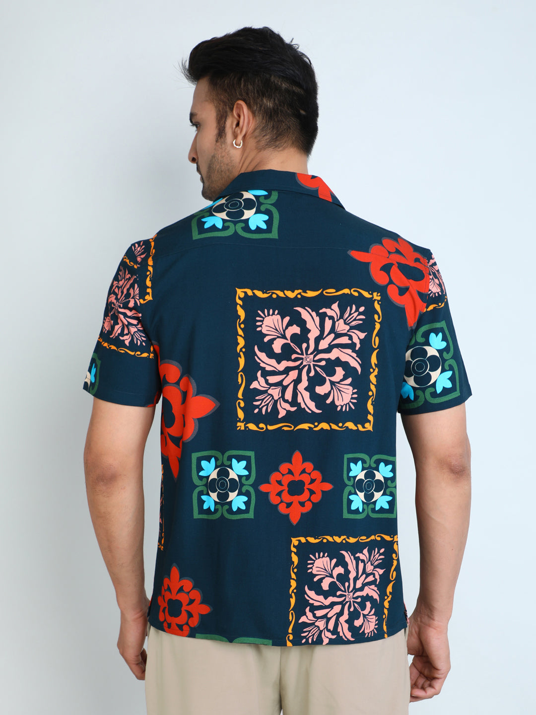 Relaxed Fit Mens Printed Casual Shirt (SS26-AZULEZO)